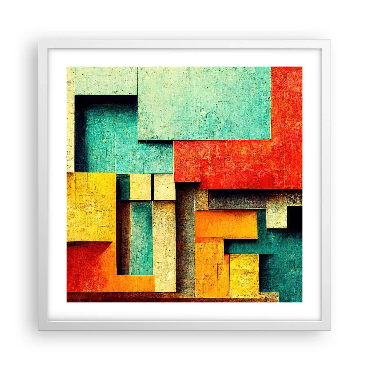 Poster în ramă albă - Festival de unghiuri drepte - 50x50 cm