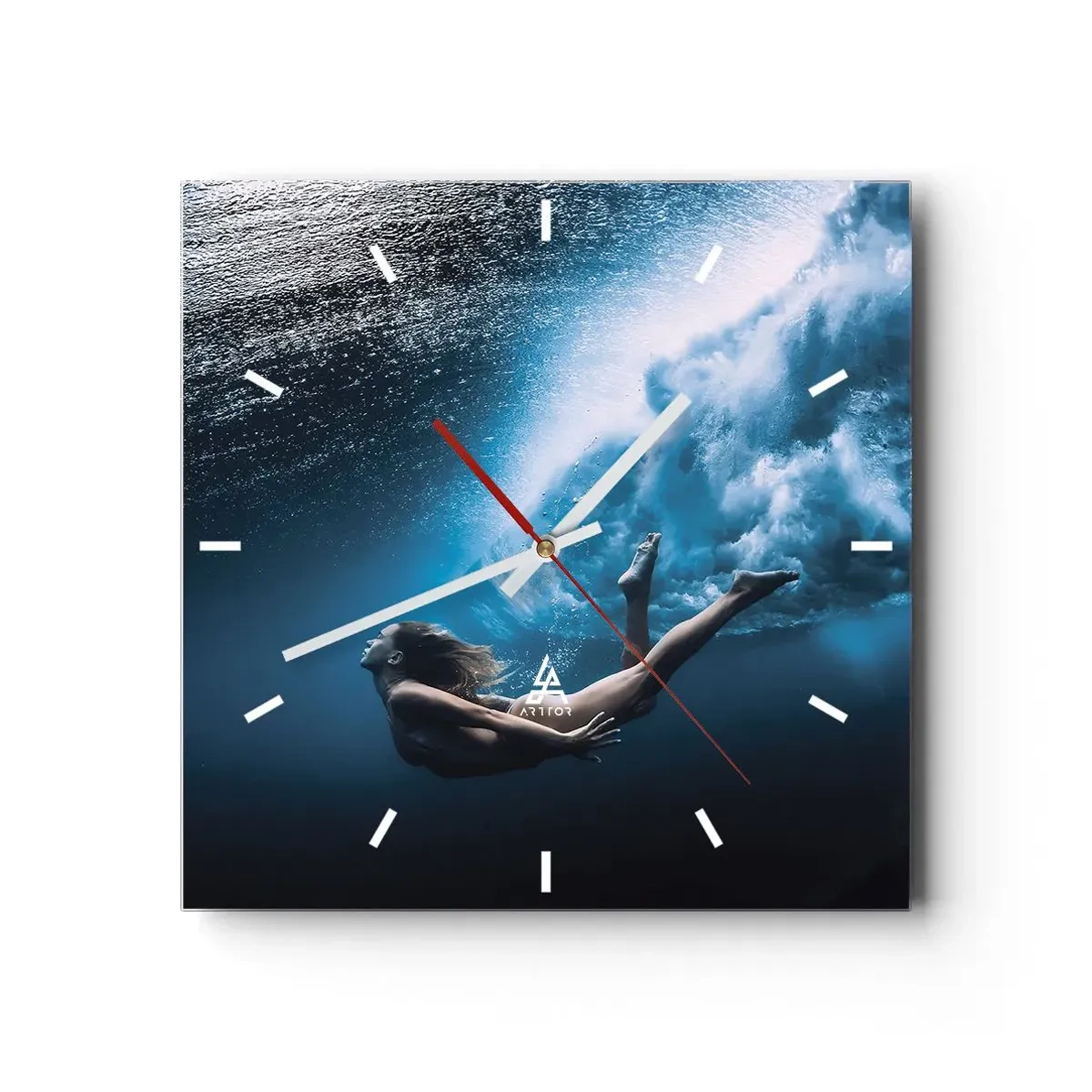 Ceas de perete - Ceas pe sticlă - Sirena modernă - 30x30 cm