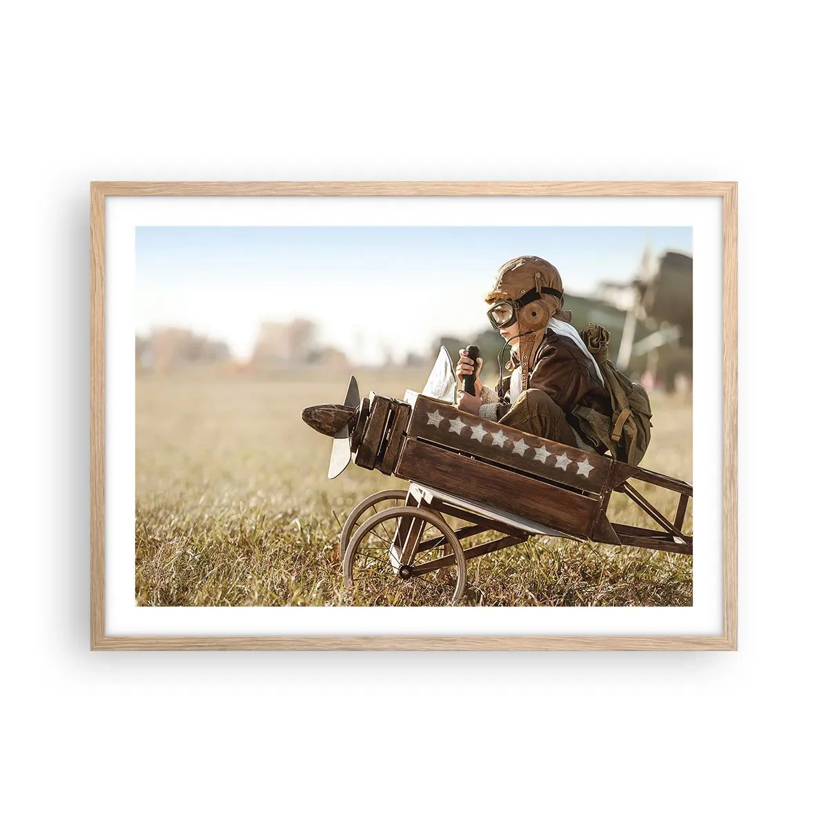 Poster în ramă de stejar deschis - Porniți spre vis - 70x50 cm