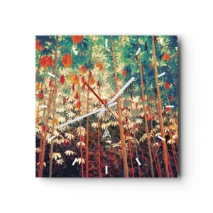 Ceas de perete - Ceas pe sticlă - Viața secretă a frunzelor - 30x30 cm
