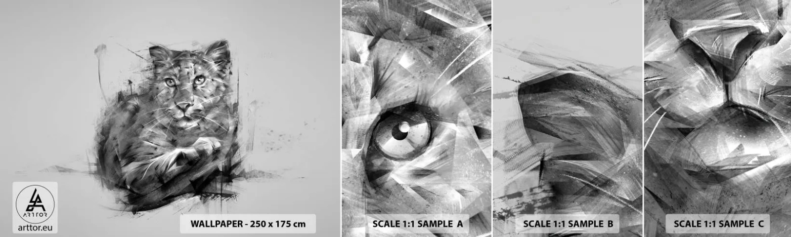 Mostră de Tapet Standard Eco - Da, te ascult cu atenție - Panteră, Animale, Pisica sălbatică - 100x30 cm
