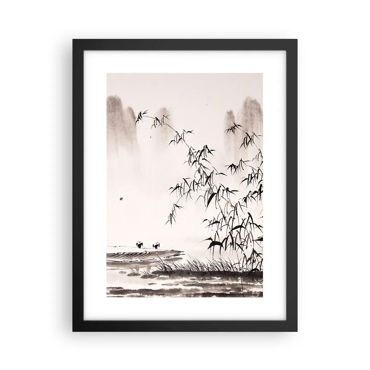 Poster în ramă neagră - Liniștea câmpurilor de orez - 30x40 cm