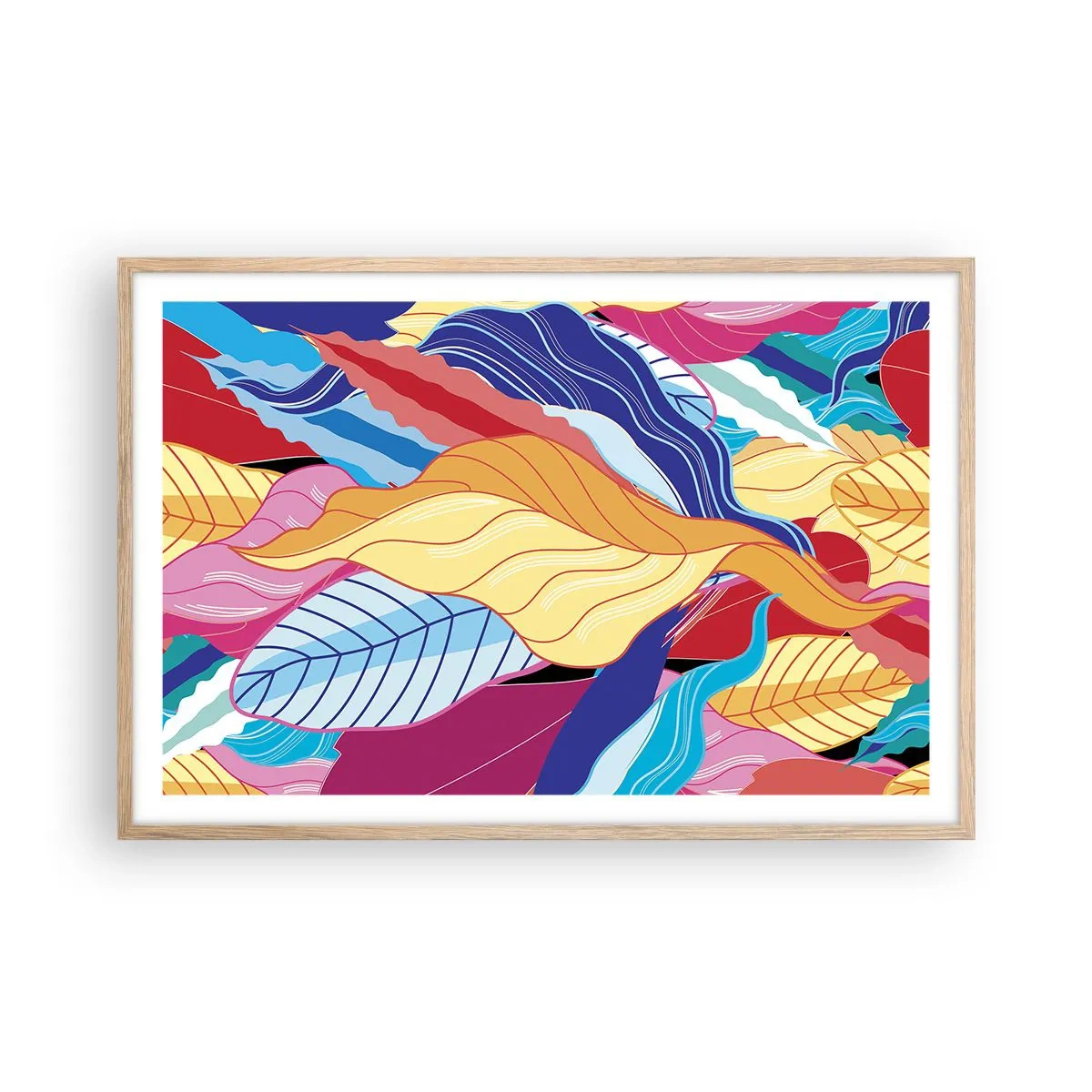 Poster în ramă de stejar deschis - O dezordine colorată - 91x61 cm