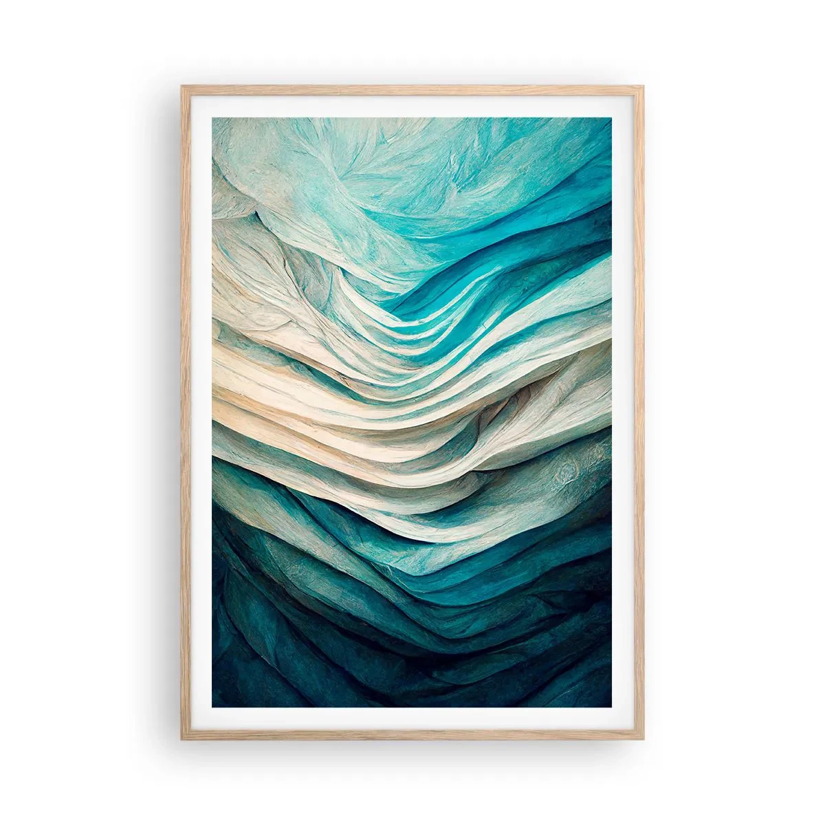 Poster în ramă de stejar deschis - Insațiabilitate albastră - 70x100 cm