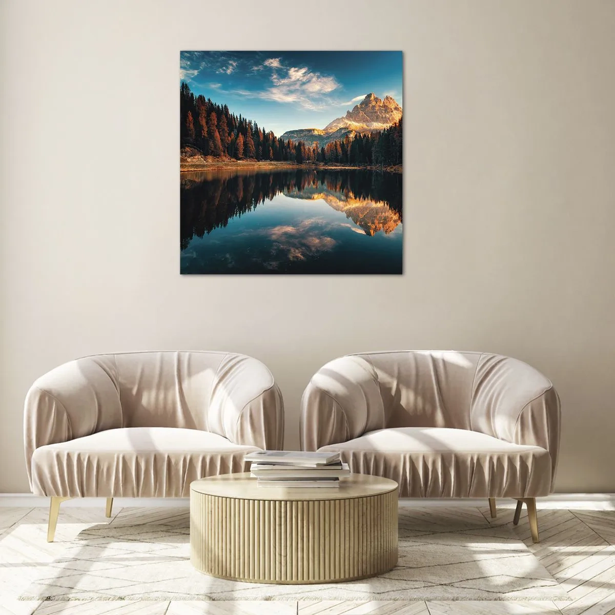 Tablou pe sticlă - Peisaj dublat - 40x40 cm