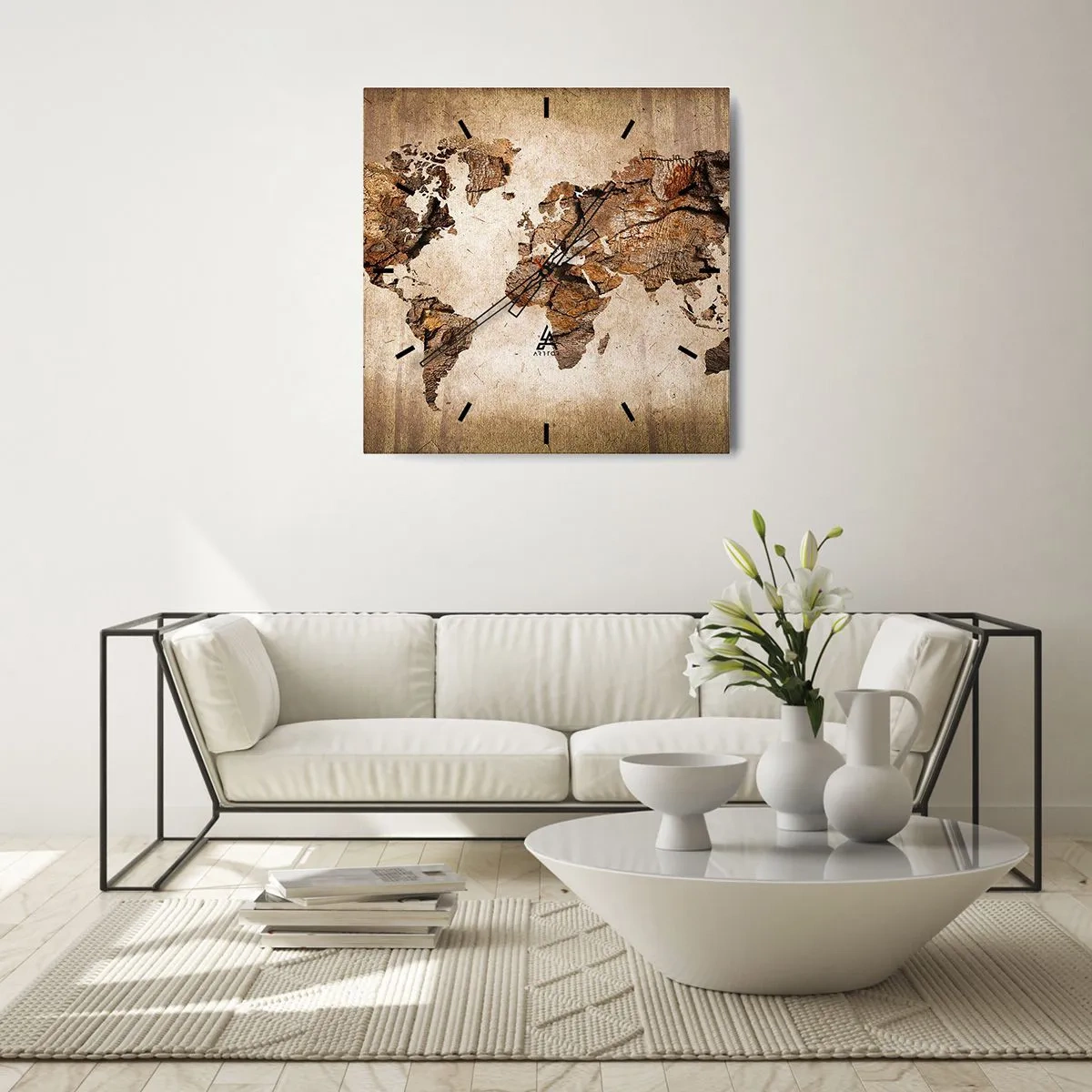 Ceas de perete - Ceas pe sticlă - Descoperirea lumii - 40x40 cm