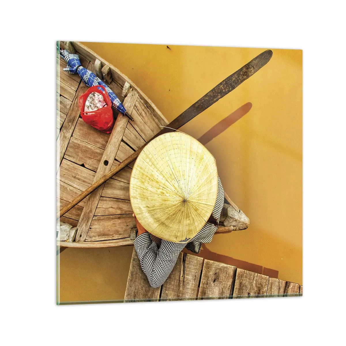 Tablou pe sticlă - Viața pe râul galben - 40x40 cm