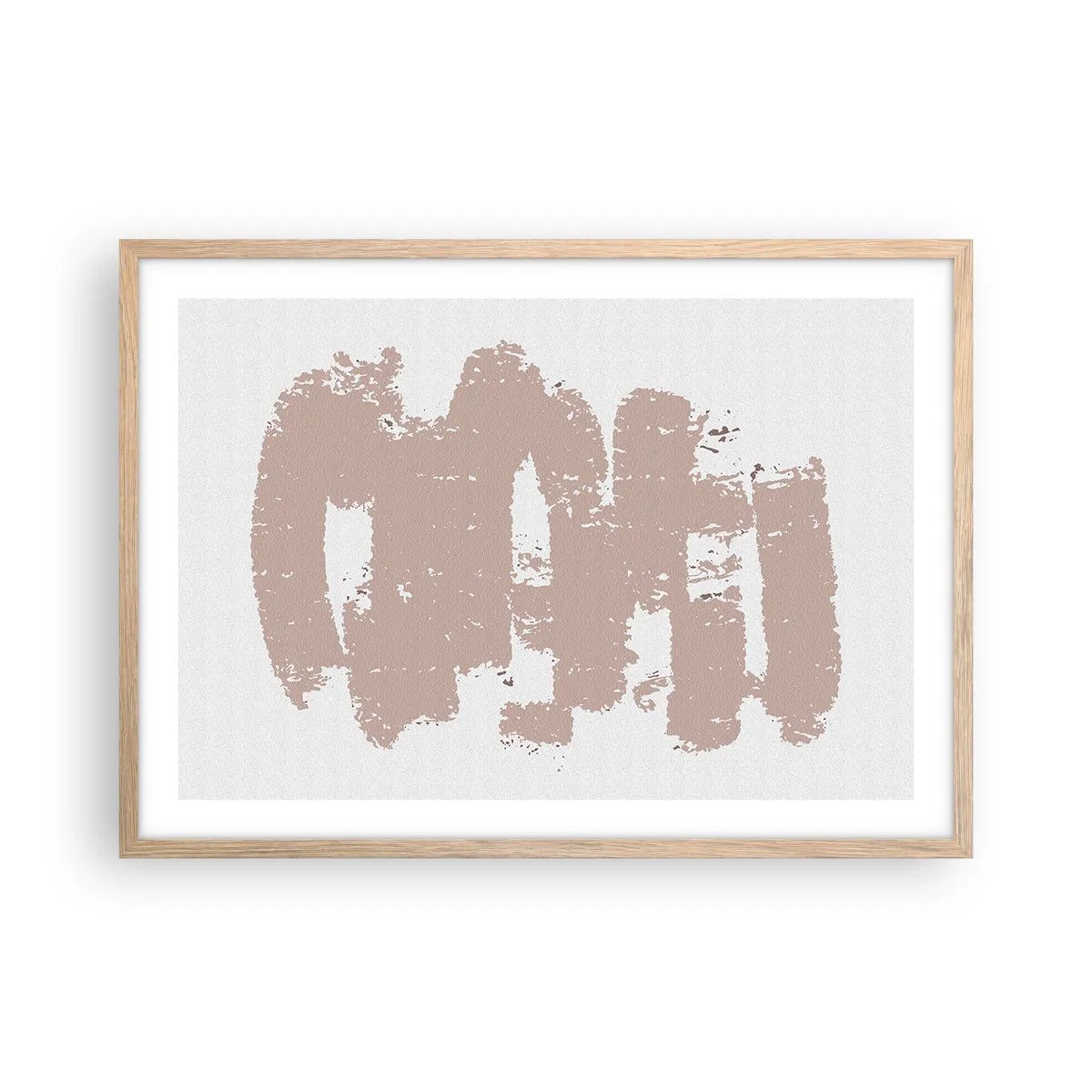 Poster în ramă de stejar deschis - Abstracție în roz moale - 70x50 cm