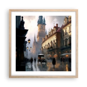 Poster în ramă de stejar deschis - Magia unei seri la Praga - 50x50 cm