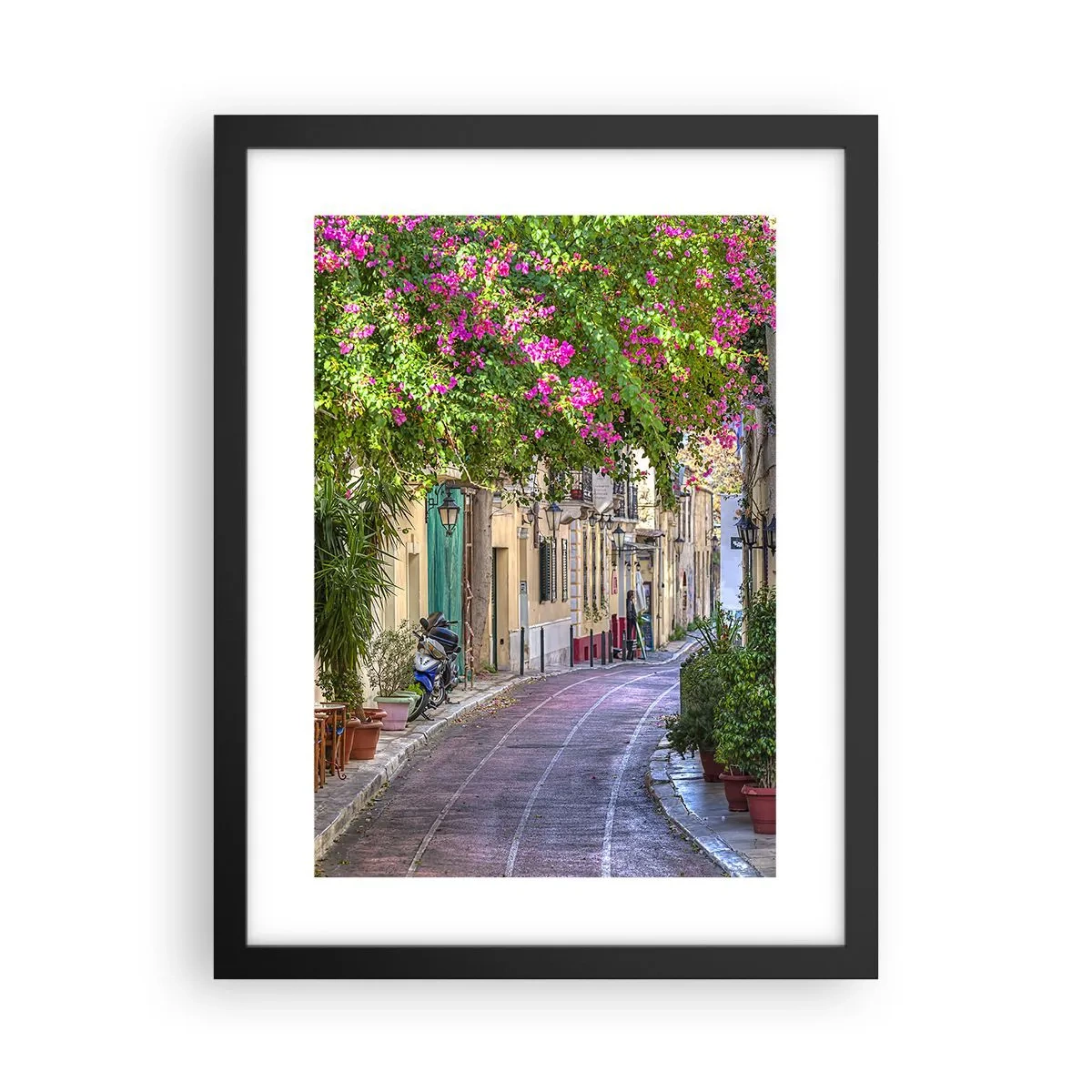 Poster în ramă neagră - Alee înfloritoare - 30x40 cm