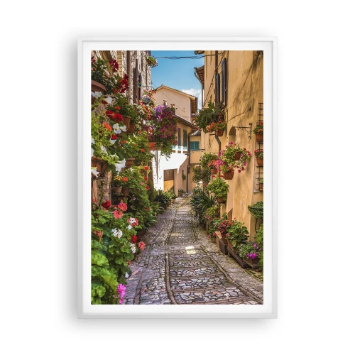 Poster în ramă albă - Străduță italiană - 70x100 cm