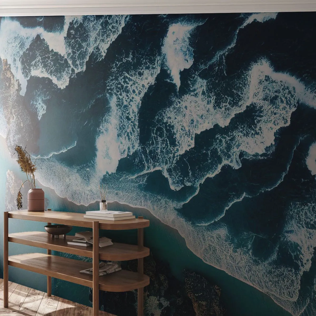 Tapet Premium Sand - Înfășurate în valuri - faleza, Mare, Natură - 100x70 cm