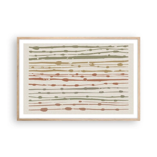 Poster în ramă de stejar deschis - Notația culorilor muzicale - 91x61 cm