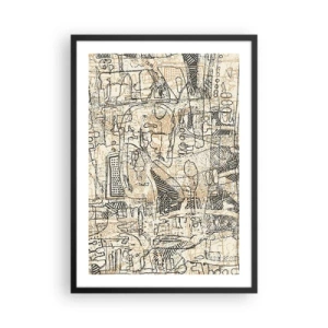 Poster în ramă neagră - Model geometric abstract în nuanțe de bej și negru - 50x70cm - Așteaptă să fie descifrat - Decorațiune modernă pentru perete pentru living și dormitor ARTTOR