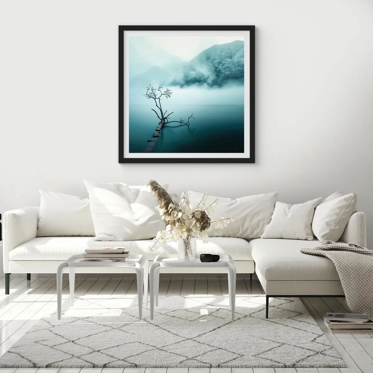Poster în ramă neagră - Din apă și ceață - 40x40 cm