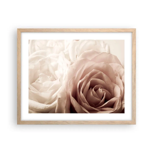 Poster în ramă de stejar deschis - În inima unui trandafir - 50x40 cm