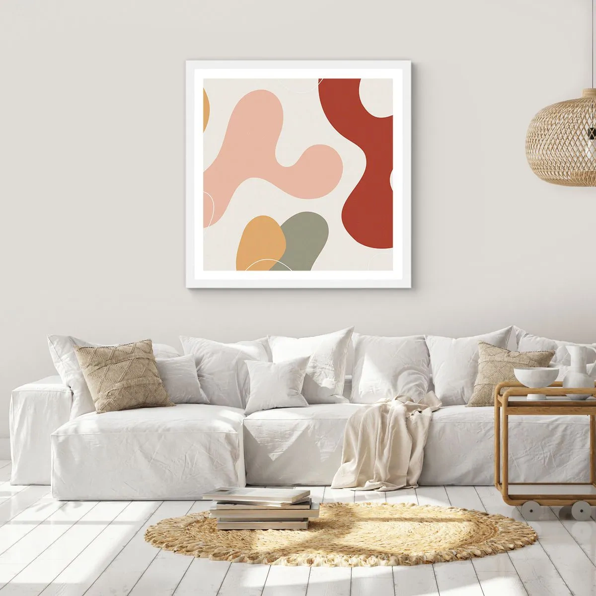 Poster în ramă albă - Pete colorate? - 30x30 cm