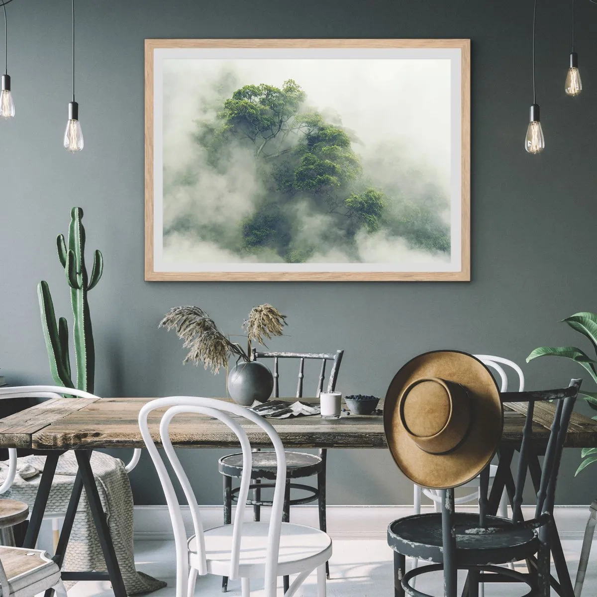 Poster în ramă de stejar deschis - Înfășurate în ceață - 91x61 cm