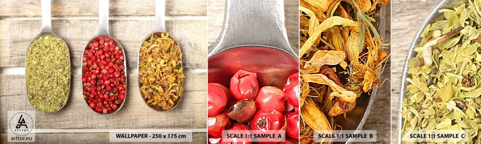 Mostră de Tapet Standard Eco - Magia bucătăriei - Gastronomie, Condimente pe bază de plante, Ierburi - 100x30 cm