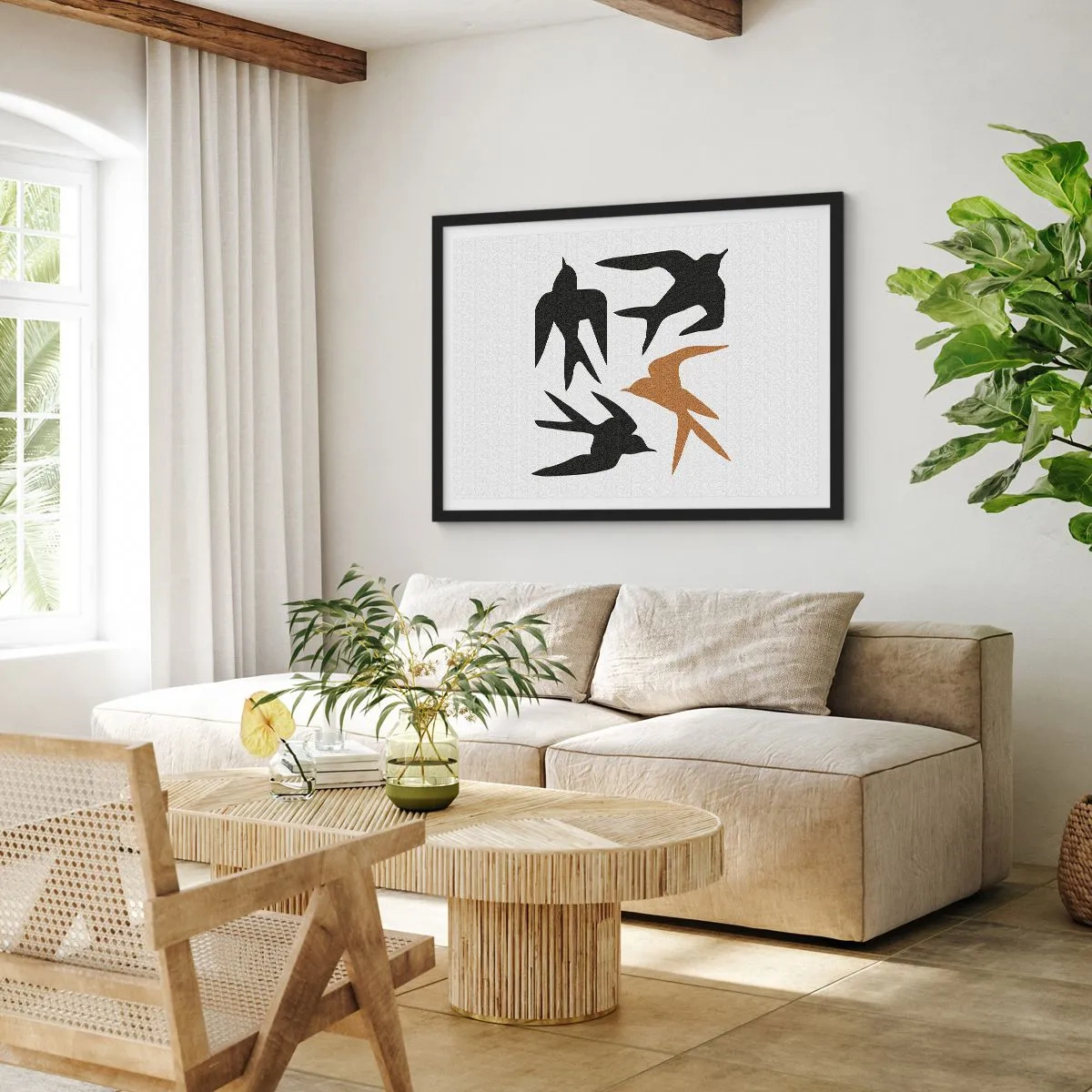Poster în ramă neagră - Jocurile rândunelelor - 100x70 cm