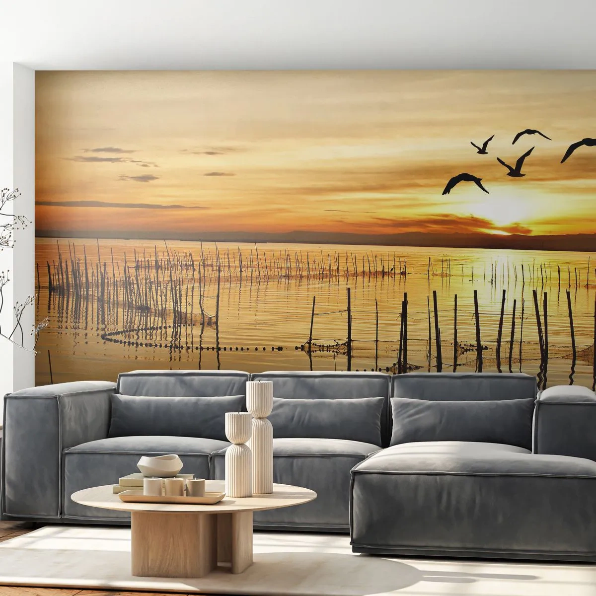 Tapet Autoadeziv Deluxe Sticker - În zona pescuitului - Peisaj, Lac, Plasă de pescuit - 250x175 cm