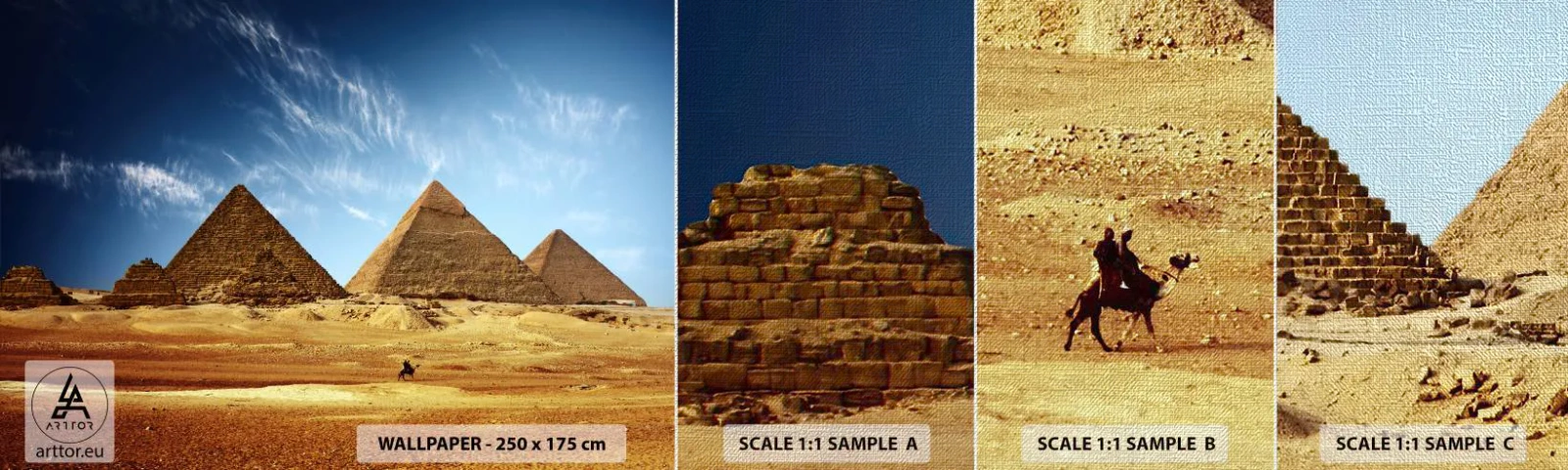 Mostră tapet Premium Canvas - 40 de secole vă privesc - Piramidele, Arhitectură, Peisaj - 100x30 cm