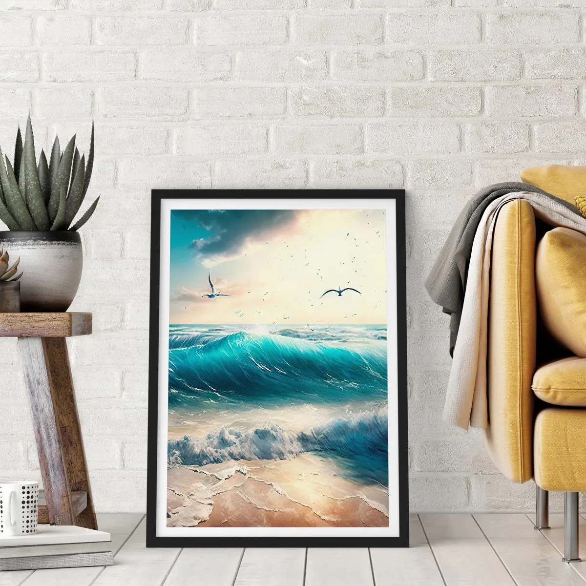 Poster în ramă neagră - Sunetul valurilor doar pentru tine - 30x40 cm