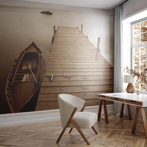 Tapet Premium Canvas - Marea pace - Peisaj, Lac, Pod de lemn - 100x70 cm