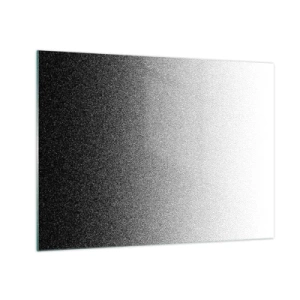Tablou pe sticlă - Gradient alb-negru cu efecte granulate și luminoase - 70x50cm - Spre lumină - Decorațiune modernă pentru perete pentru living și dormitor ARTTOR