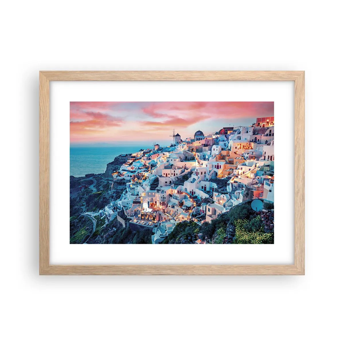 Poster în ramă de stejar deschis - Vacanța ta grecească - 40x30 cm