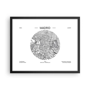Poster în ramă neagră - Anatomia Madridului - 50x40 cm