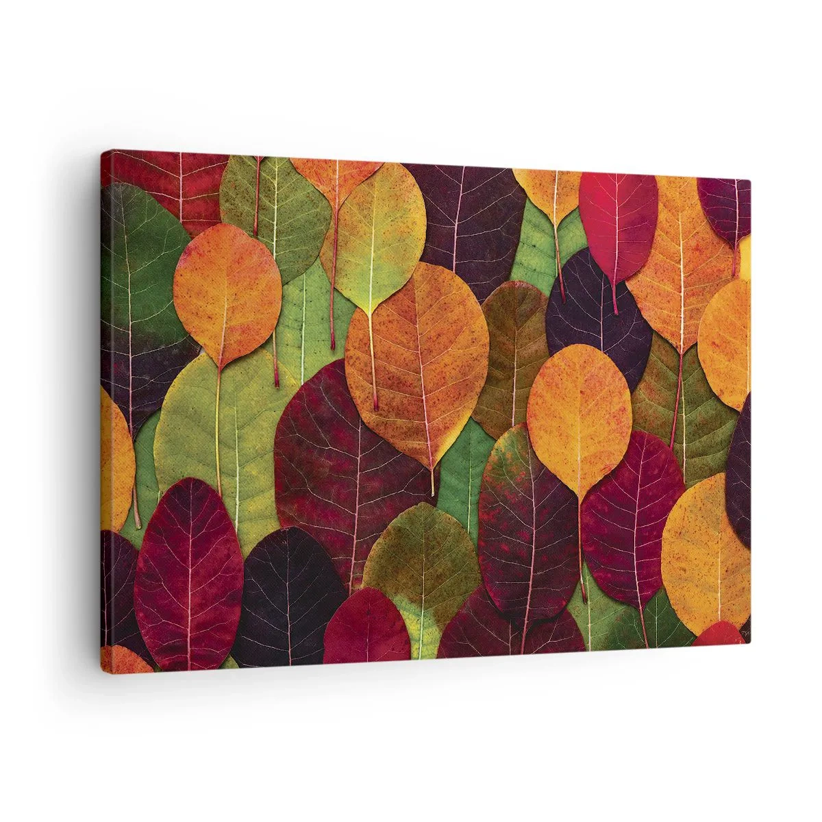Tablou pe pânză Canvas - Frunze colorate aranjate într-un model de toamnă - 70x50cm - Mozaic de toamnă - Decorațiune modernă pentru perete pentru living și dormitor ARTTOR