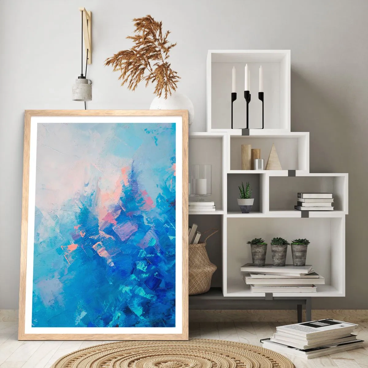 Poster în ramă de stejar deschis - Abstracție de iarnă - 30x40 cm
