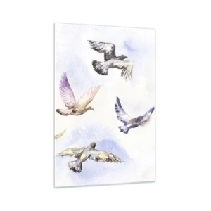 Tablou pe sticlă - Libertatea în gri și albastru - 70x100 cm