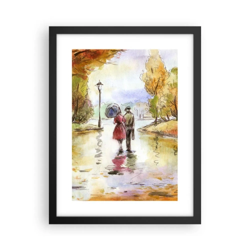 Poster în ramă neagră - Toamnă romantică în parc - 30x40 cm