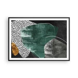 Poster în ramă neagră - Abstracție colorată cu fulgi de aur - 100x70 cm
