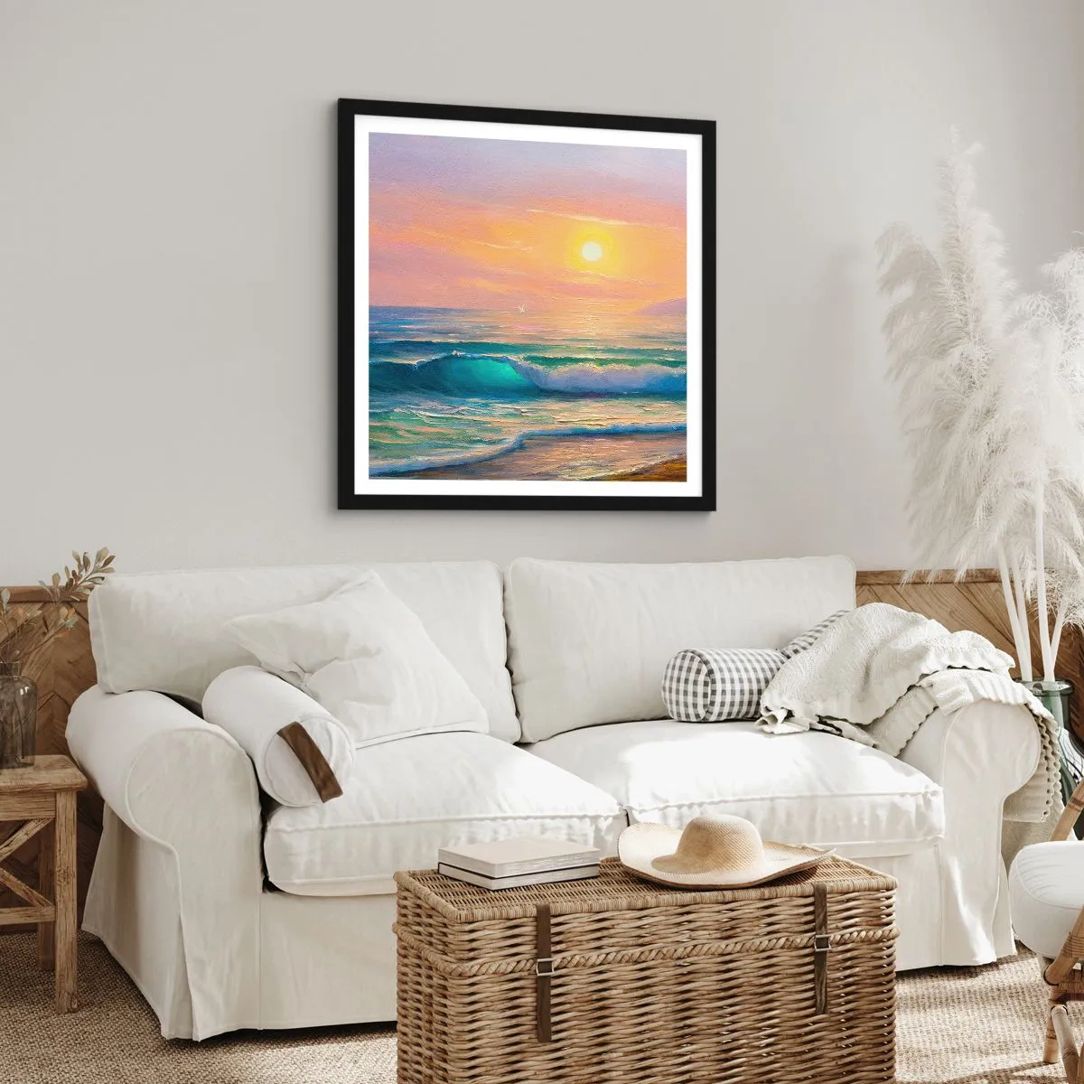 Poster în ramă neagră - Cântecul turcoaz al valurilor - 60x60 cm