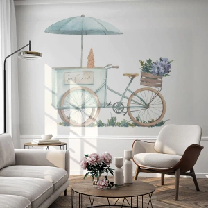 Tapet Autoadeziv Deluxe Sticker - O dulce amintire de vară - Pastel, Înghețată, Bicicleta - 350x256 cm
