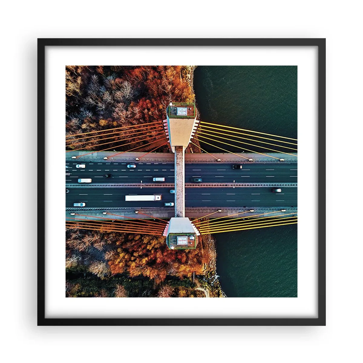 Poster în ramă neagră - Din pădure spre apă - 50x50 cm