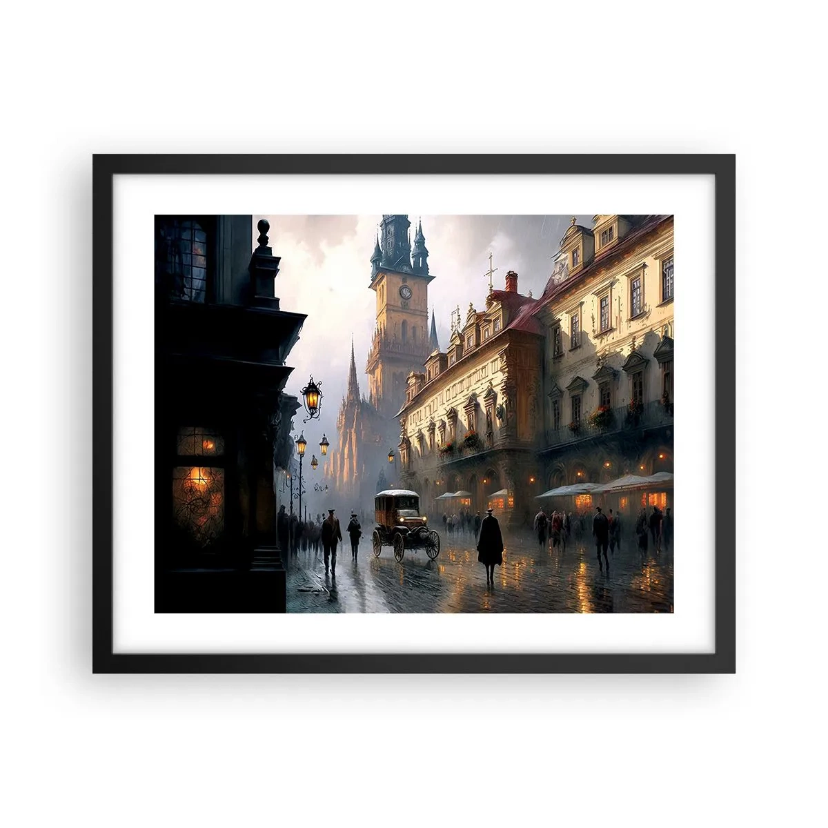 Poster în ramă neagră - Magia unei seri la Praga - 50x40 cm