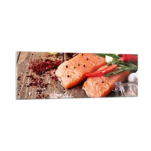 Tablou pe sticlă - O aventură norvegiană în bucătărie - 90x30 cm