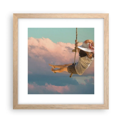 Poster în ramă de stejar deschis - Distracție în nori - 30x30 cm