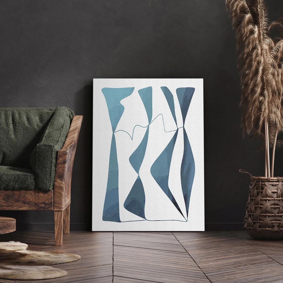 Tablou pe pânză - Abstracție: relație turcoaz - 50x70 cm