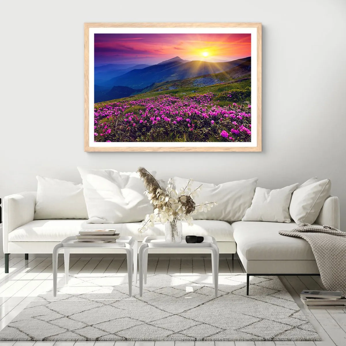 Poster în ramă de stejar deschis - ... Și peste tot în jur se simte un miros de jneapăn și parfum de ierburi... - 100x70 cm