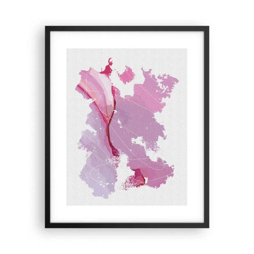 Poster în ramă neagră - Harta unei lumi roz - 40x50 cm