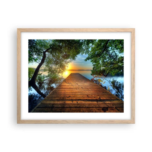 Poster în ramă de stejar deschis - Nu te grăbi, stai jos - 50x40 cm