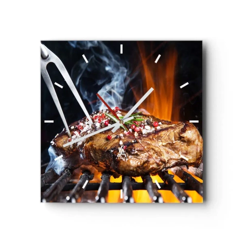 Ceas de perete - Ceas pe sticlă - Suculente și parfumate - 30x30 cm