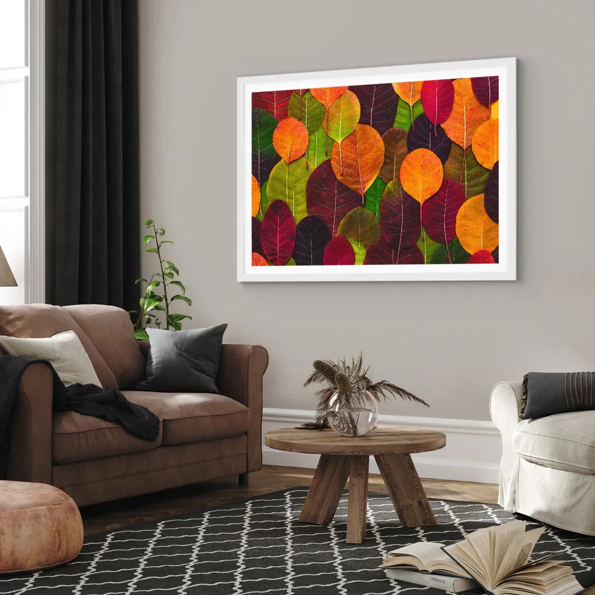 Poster în ramă albă - Mozaic de toamnă - 40x30 cm