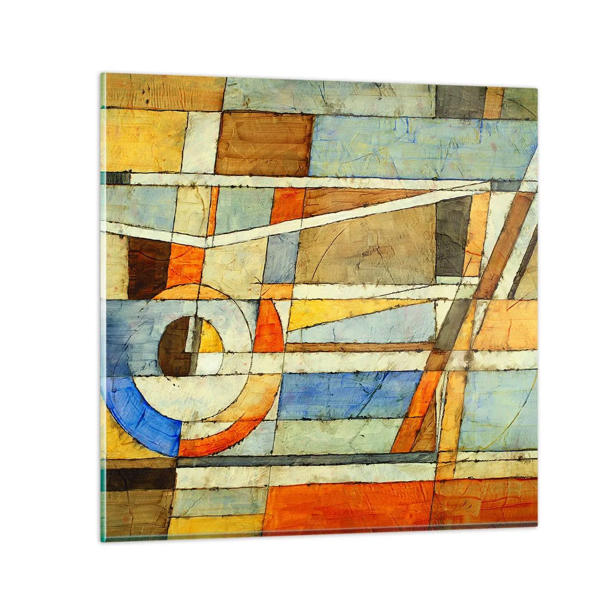 Tablou pe sticlă - Cubismul în construcție - 30x30 cm