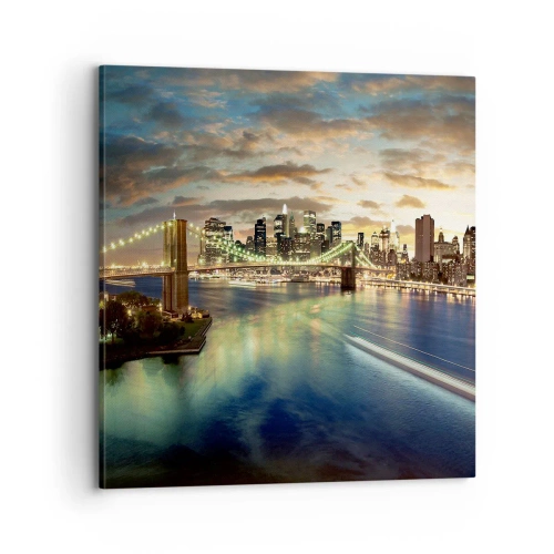 Tablou pe pânză - O seară luminată deasupra Manhattan-ului - 70x70 cm